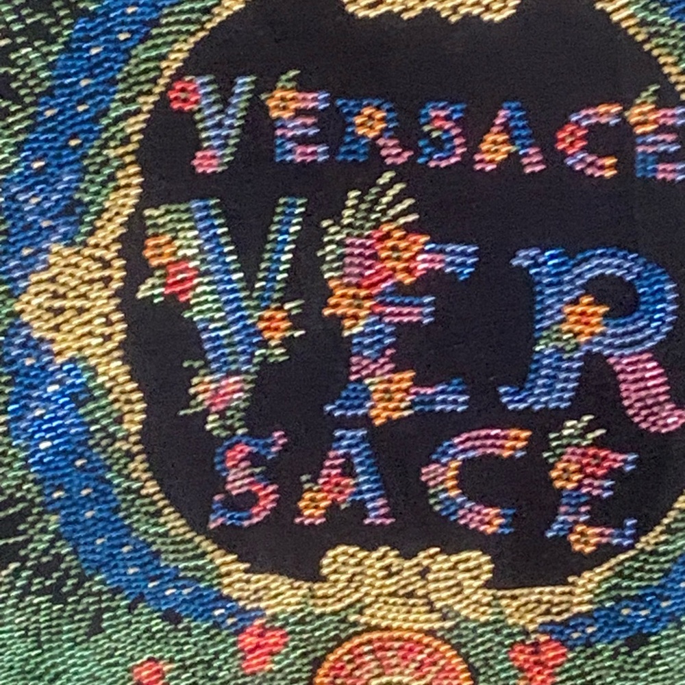NWT Versace Black black tee shirt with beaded multicolored beaded front size L